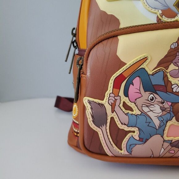 Loungefly Disney Rescuers Down Under Canyon Brown Zip Around Mini Backpack - Picture 11 of 13
